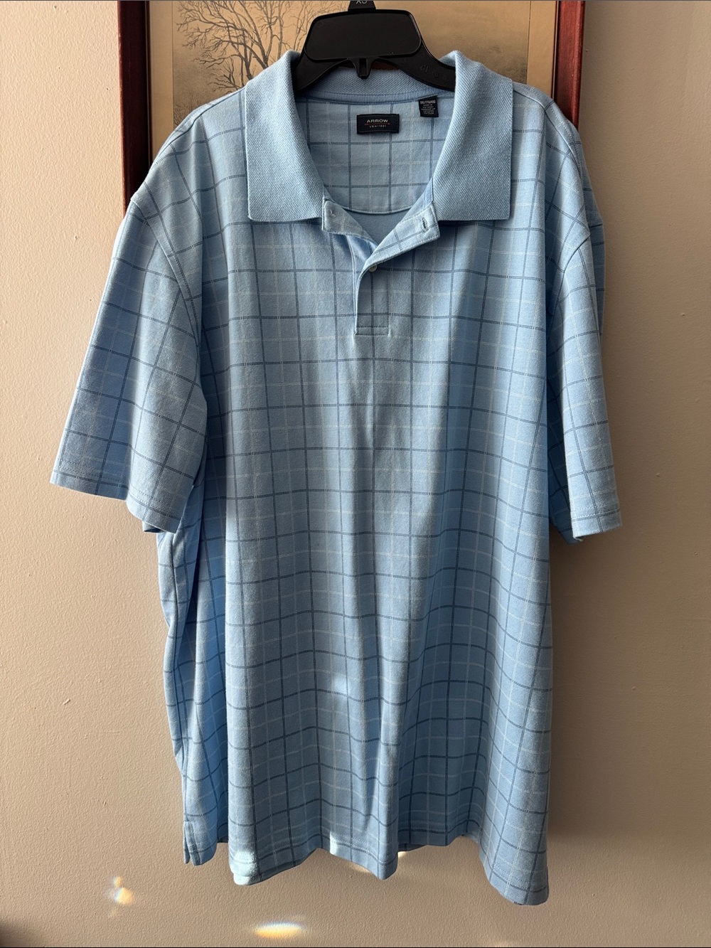 Arrow Mens Light Blue Windowpane Polo
XXL/Tall